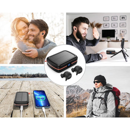 Choetech TWS wireless headphones waterproof with solar panel and built-in 2500mAh powerbank black (BH-T05)_10