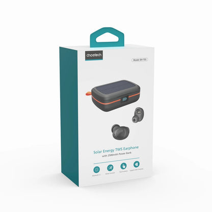 Choetech TWS wireless headphones waterproof with solar panel and built-in 2500mAh powerbank black (BH-T05)_4