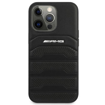 AMG AMHCP14LGSEBK iPhone 14 Pro 6.1 "black / black hardcase Leather Debossed Lines_2
