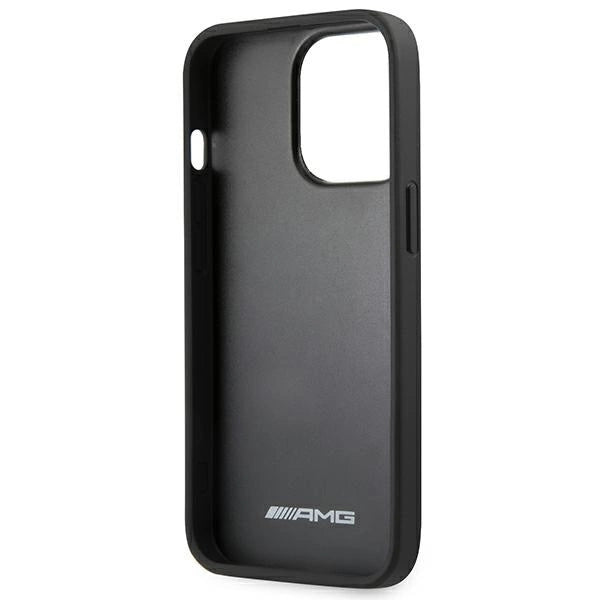 AMG AMHCP14LGSEBK iPhone 14 Pro 6.1 "black / black hardcase Leather Debossed Lines_6