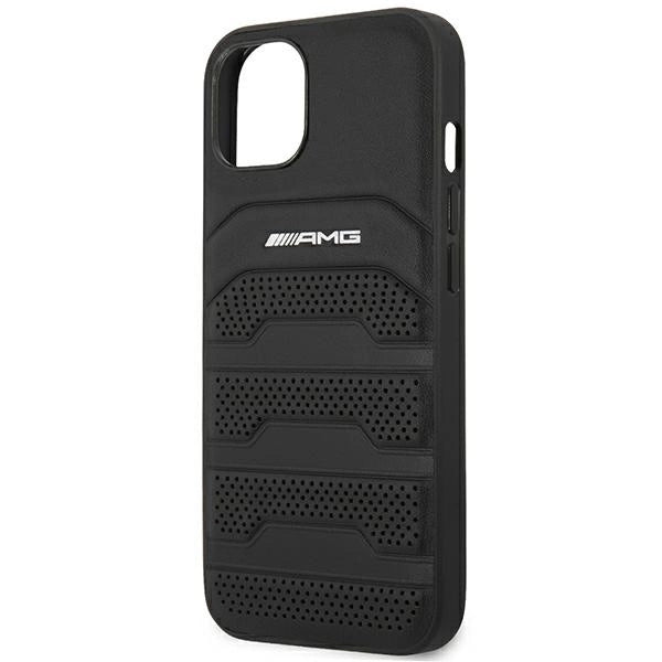 AMG AMHCP14MGSEBK iPhone 14 Plus 6,7 "black / black hardcase Leather Debossed Lines_5
