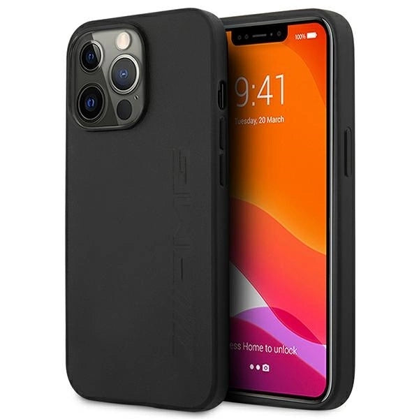 AMG AMHCP14XDOLBK iPhone 14 Pro Max 6.7 "black / black hardcase Leather Hot Stamped_0