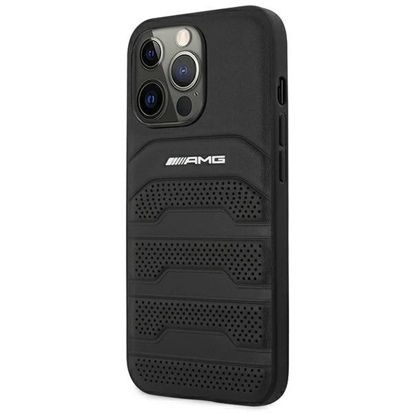 AMG AMHCP14XGSEBK iPhone 14 Pro Max 6,7 "black / black hardcase Leather Debossed Lines_1