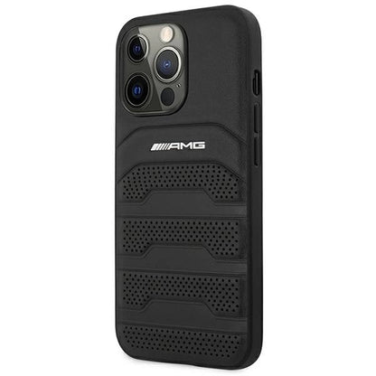 AMG AMHCP14XGSEBK iPhone 14 Pro Max 6,7 "black / black hardcase Leather Debossed Lines_1