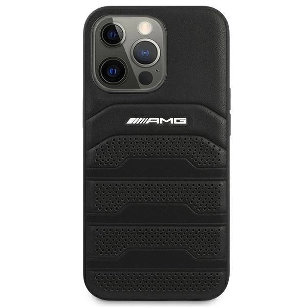 AMG AMHCP14XGSEBK iPhone 14 Pro Max 6,7 "black / black hardcase Leather Debossed Lines_2