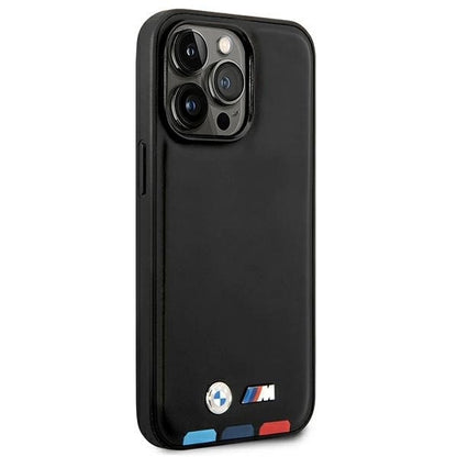 Case BMW BMHMP14L22PTDK iPhone 14 Pro 6.1 &quot;black / black Leather Stamp Tricolor Magsafe_3