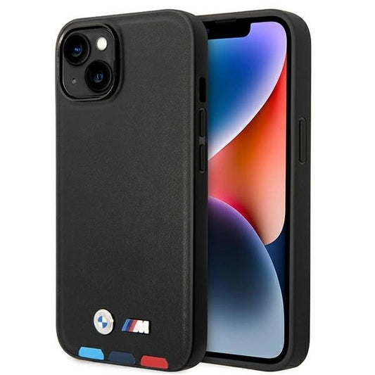 Case BMW BMHMP14M22PTDK iPhone 14 Plus 6.7 &quot;black / black Leather Stamp Tricolor Magsafe_0