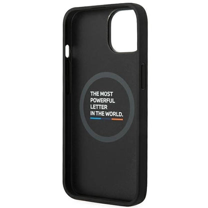 Case BMW BMHMP14S22PTDK iPhone 14 6.1 &quot;black / black Leather Stamp Tricolor Magsafe_6