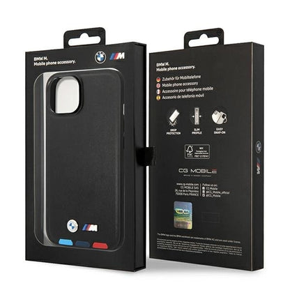 Case BMW BMHMP14S22PTDK iPhone 14 6.1 &quot;black / black Leather Stamp Tricolor Magsafe_7