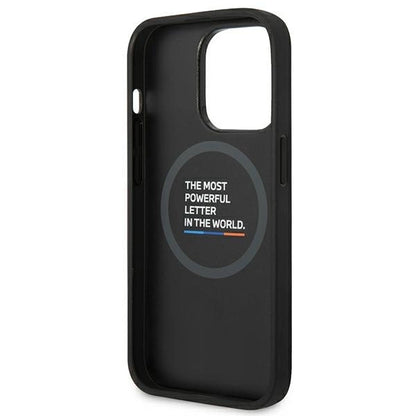 Case BMW BMHMP14X22PTDK iPhone 14 Pro Max 6.7 "black / black Leather Stamp Tricolor Magsafe_6