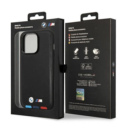 Case BMW BMHMP14X22PTDK iPhone 14 Pro Max 6.7 "black / black Leather Stamp Tricolor Magsafe_7