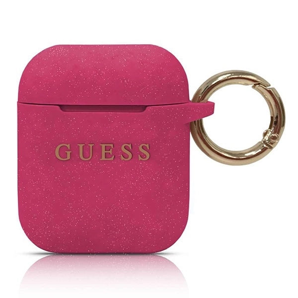 Guess GUACCSILGLFU AirPods cover fuchsia / fuchsia Silicone Glitter_0