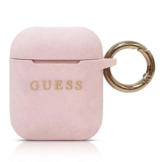 Guess GUACCSILGLLP AirPods cover light pink / pink Silicone Glitter_0