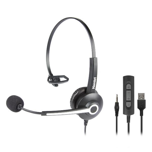 HHEADM-UJM  RENOVA CUFFIA MONOAURALE CON MIC. - COMBO USB E JACK 3.5mm + TELECOMANDO_0