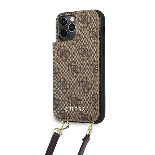 Guess GUHCP12MCB4GB iPhone 12/12 Pro 6.1 "brown / brown hardcase 4G Crossbody Cardslot_0