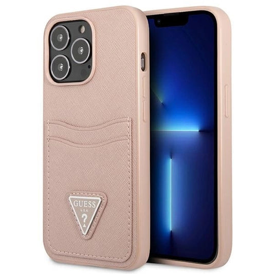 Guess GUHCP13LPSATPP iPhone 13 Pro / 13 6.1 &quot;pink / pink hardcase SaffianoTriangle Logo Cardslot_0