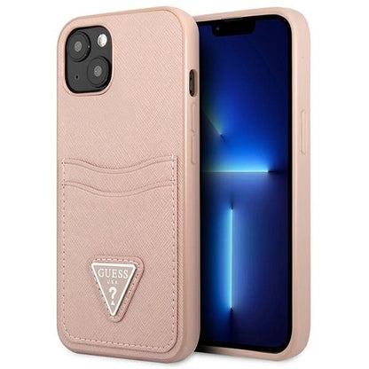 Guess GUHCP13MPSATPP iPhone 13 6.1 "pink / pink hardcase SaffianoTriangle Logo Cardslot_0