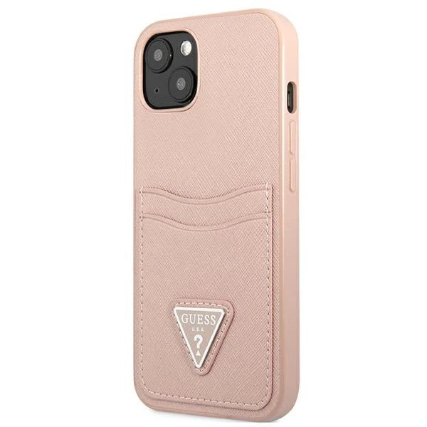 Guess GUHCP13MPSATPP iPhone 13 6.1 "pink / pink hardcase SaffianoTriangle Logo Cardslot_1