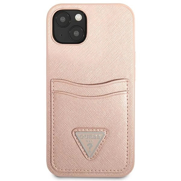 Guess GUHCP13MPSATPP iPhone 13 6.1 "pink / pink hardcase SaffianoTriangle Logo Cardslot_2