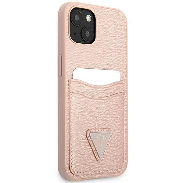 Guess GUHCP13MPSATPP iPhone 13 6.1 "pink / pink hardcase SaffianoTriangle Logo Cardslot_3