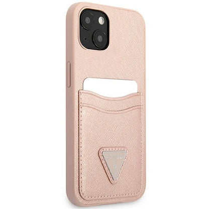 Guess GUHCP13MPSATPP iPhone 13 6.1 "pink / pink hardcase SaffianoTriangle Logo Cardslot_3