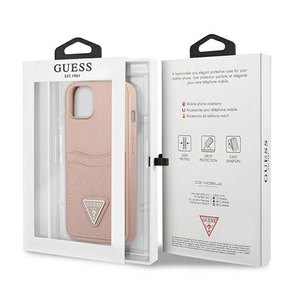 Guess GUHCP13MPSATPP iPhone 13 6.1 "pink / pink hardcase SaffianoTriangle Logo Cardslot_7