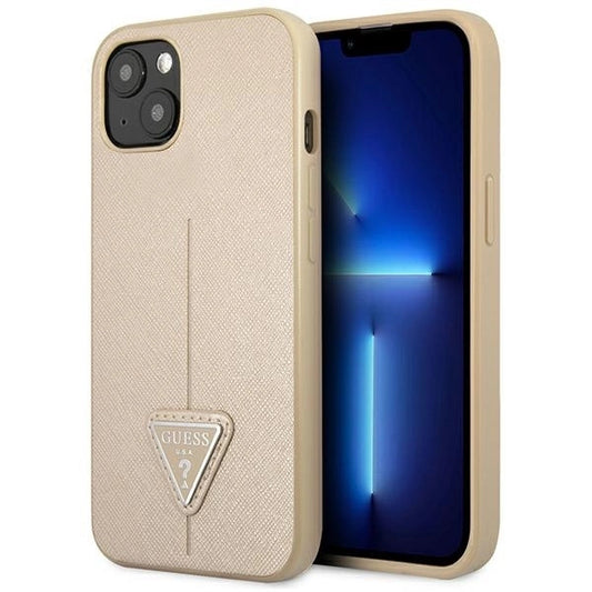 Guess GUHCP13SPSATLE iPhone 13 mini 5,4 "beige / beige hardcase SaffianoTriangle Logo_0