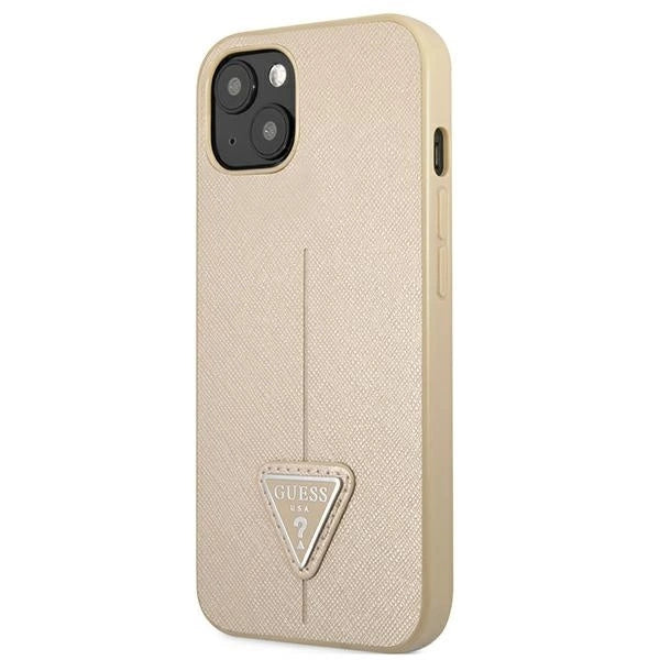 Guess GUHCP13SPSATLE iPhone 13 mini 5,4 "beige / beige hardcase SaffianoTriangle Logo_1
