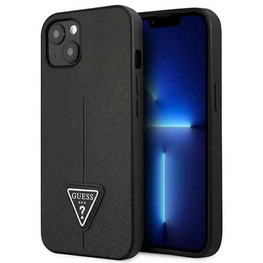 Guess GUHCP13SPSATLK iPhone 13 mini 5,4 &quot;black / black hardcase SaffianoTriangle Logo_0