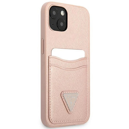 Guess GUHCP13SPSATPP iPhone 13 mini 5,4 &quot;pink / pink hardcase SaffianoTriangle Logo Cardslot_3