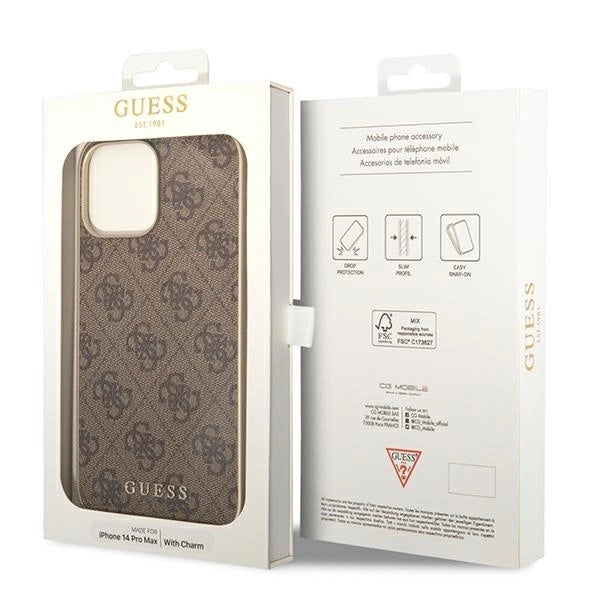 Guess GUHCP14LGF4GBR iPhone 14 Pro 6.1 &quot;brown / brown hardcase 4G Charms Collection_6
