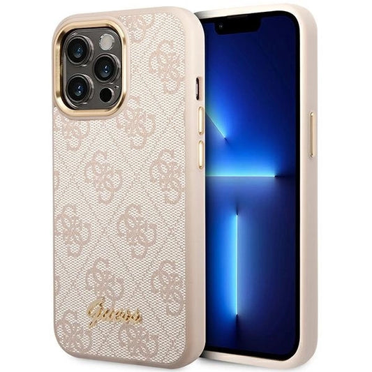 Guess 4G Vintage Gold Logo case for iPhone 14 Pro - pink_0