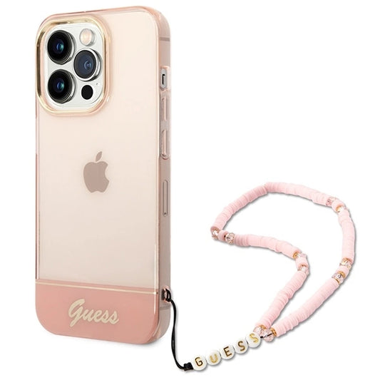 Guess GUHCP14LHGCOHP iPhone 14 Pro 6.1" pink/pink hardcase Translucent Pearl Strap_0