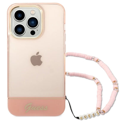 Guess GUHCP14LHGCOHP iPhone 14 Pro 6.1" pink/pink hardcase Translucent Pearl Strap_1
