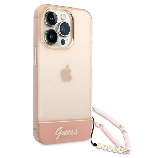 Guess GUHCP14LHGCOHP iPhone 14 Pro 6.1" pink/pink hardcase Translucent Pearl Strap_2