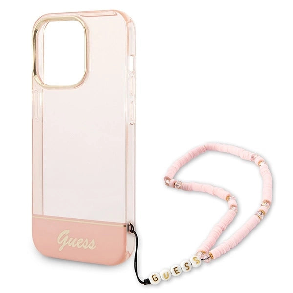 Guess GUHCP14LHGCOHP iPhone 14 Pro 6.1" pink/pink hardcase Translucent Pearl Strap_4