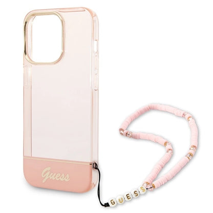 Guess GUHCP14LHGCOHP iPhone 14 Pro 6.1" pink/pink hardcase Translucent Pearl Strap_4