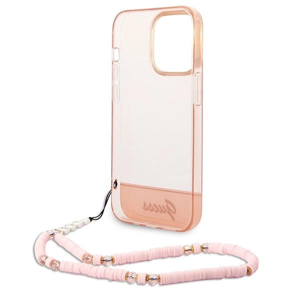 Guess GUHCP14LHGCOHP iPhone 14 Pro 6.1" pink/pink hardcase Translucent Pearl Strap_5