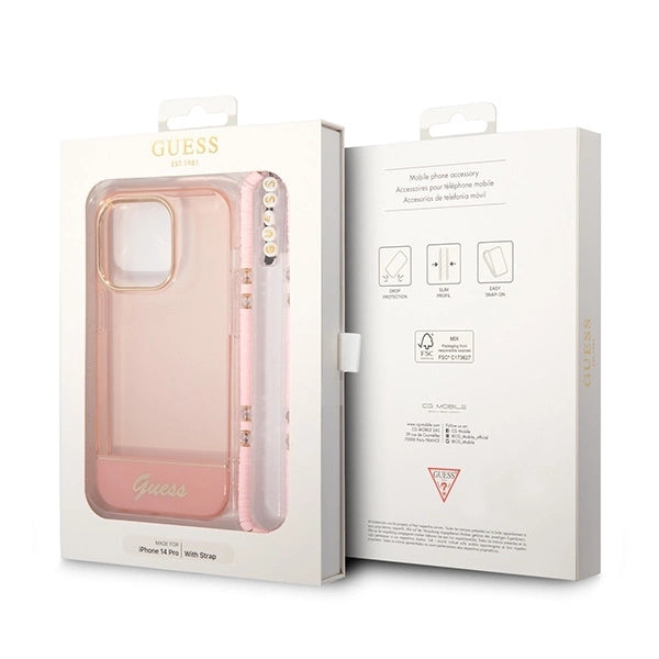 Guess GUHCP14LHGCOHP iPhone 14 Pro 6.1" pink/pink hardcase Translucent Pearl Strap_6