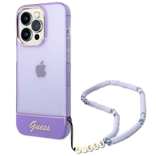 Guess GUHCP14LHGCOHU iPhone 14 Pro 6.1&quot; purple/purple hardcase Translucent Pearl Strap_0