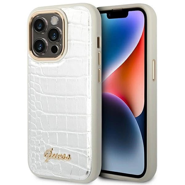 Guess Croco Collection case for iPhone 14 Pro 6.1" - silver_0