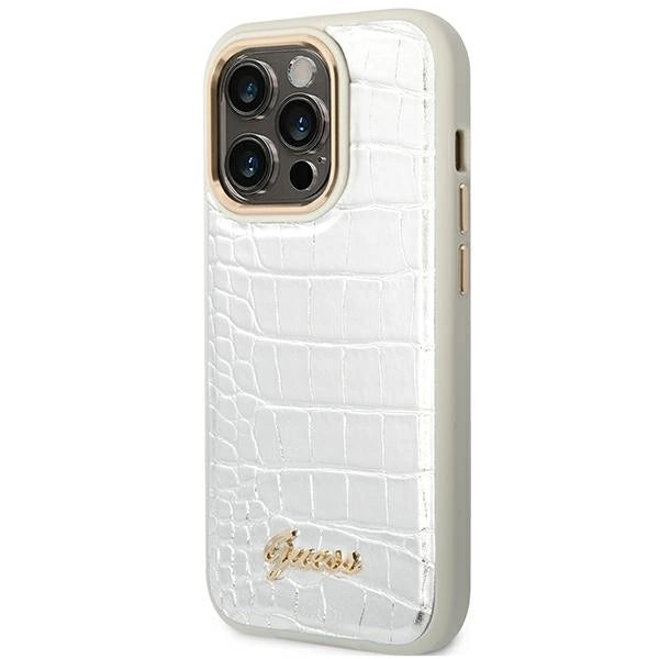 Guess Croco Collection case for iPhone 14 Pro 6.1" - silver_1