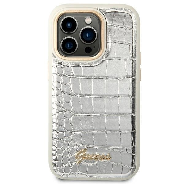 Guess Croco Collection case for iPhone 14 Pro 6.1" - silver_2