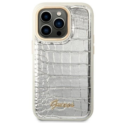 Guess Croco Collection case for iPhone 14 Pro 6.1" - silver_2