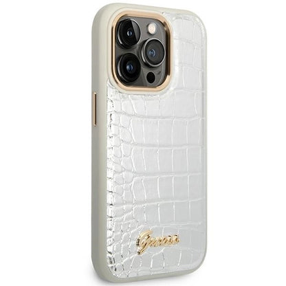 Guess Croco Collection case for iPhone 14 Pro 6.1" - silver_3