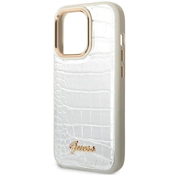 Guess Croco Collection case for iPhone 14 Pro 6.1" - silver_5