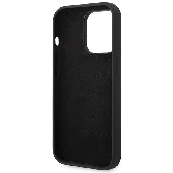 Guess Silicone Vintage Gold Logo iPhone 14 Pro Case - Black_6