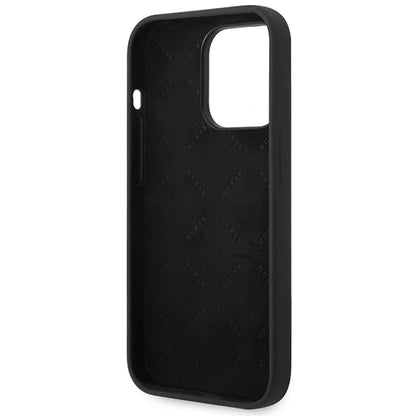 Guess Silicone Vintage Gold Logo iPhone 14 Pro Case - Black_6
