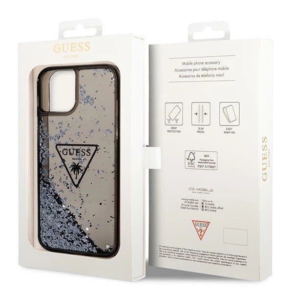 Guess GUHCP14MLFCTPK iPhone 14 Plus 6.7&quot; black/black hardcase Liquid Glitter Palm Collection_7
