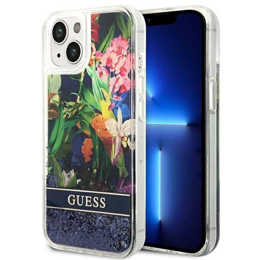 Guess GUHCP14MLFLSB iPhone 14 Plus 6.7 "blue / blue hardcase Flower Liquid Glitter_0